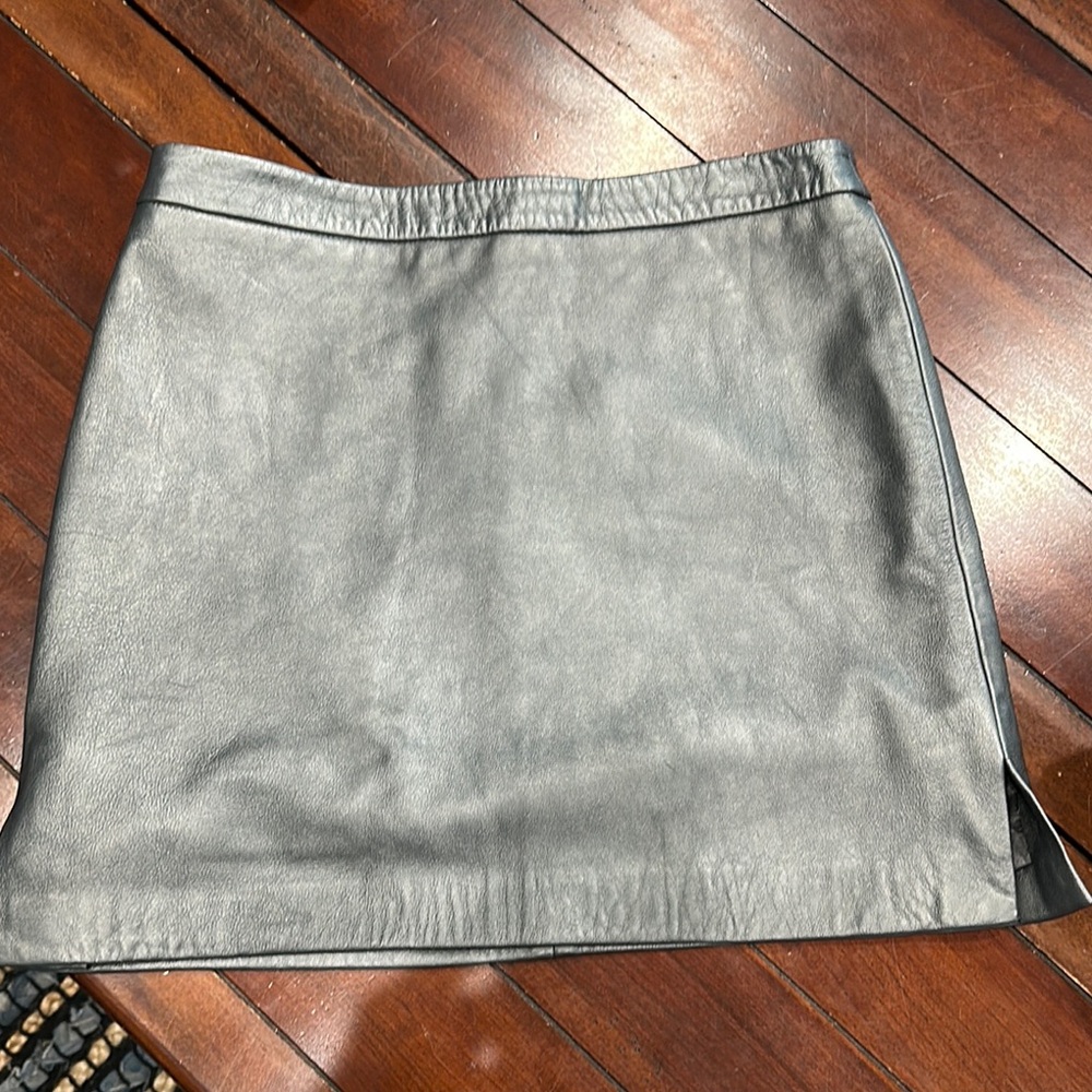 BCBG Silver leather Pencil Mini Skirt Night Out